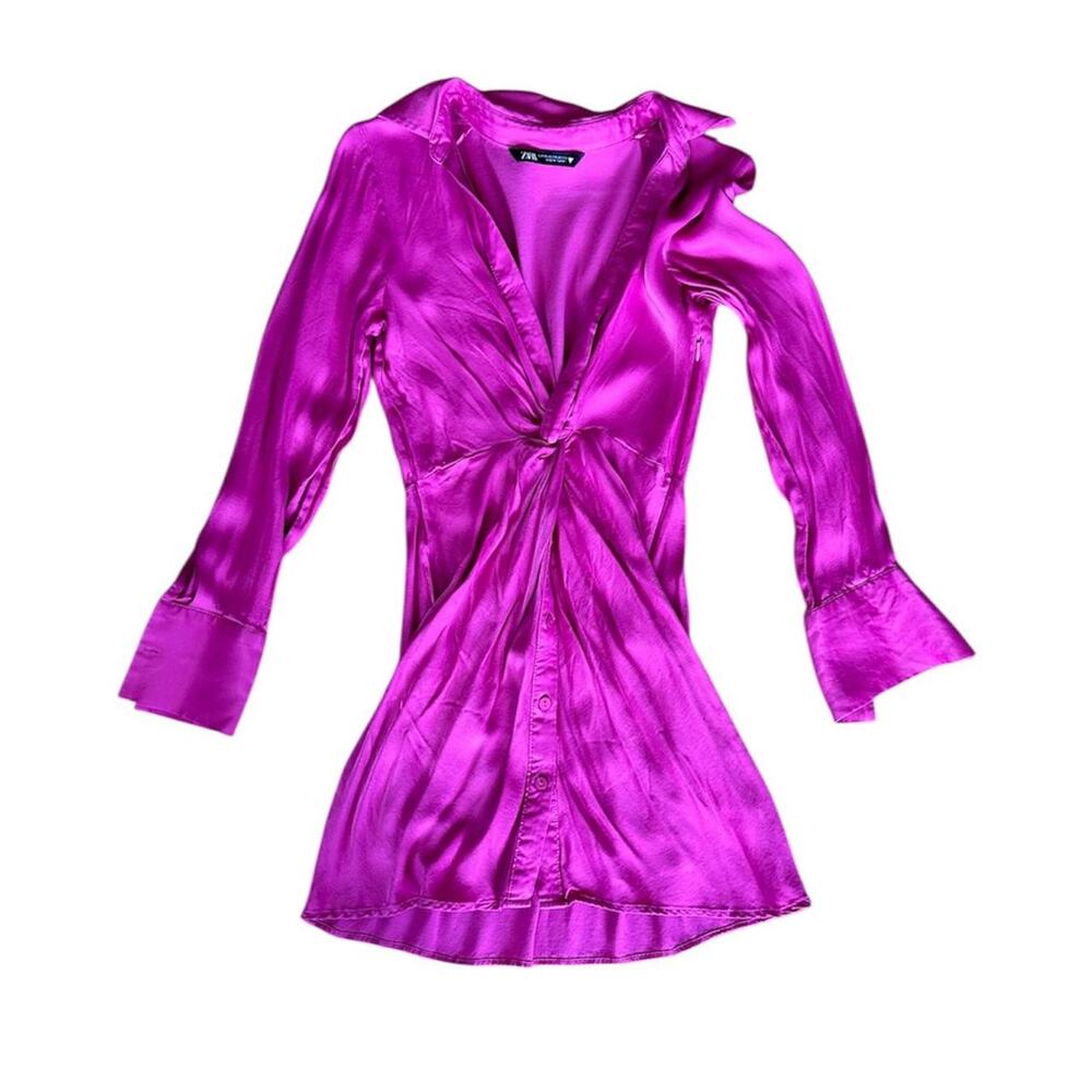 zara fuchsia long sleeve dress